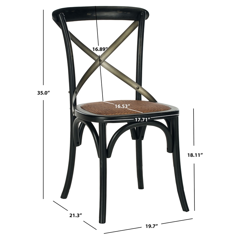 Safavieh Eleanor X Back  Dining Chair in Hickory (Set of 2)