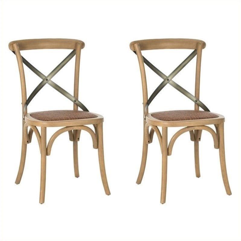 Safavieh Eleanor X Back  Dining Chair in Weathered Oak (Set of 2)