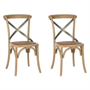 Safavieh Eleanor X Back  Dining Chair in Weathered Oak (Set of 2)