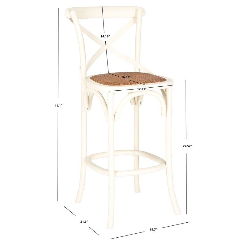 Safavieh Franklin Oak Wood Barstool in Ivory