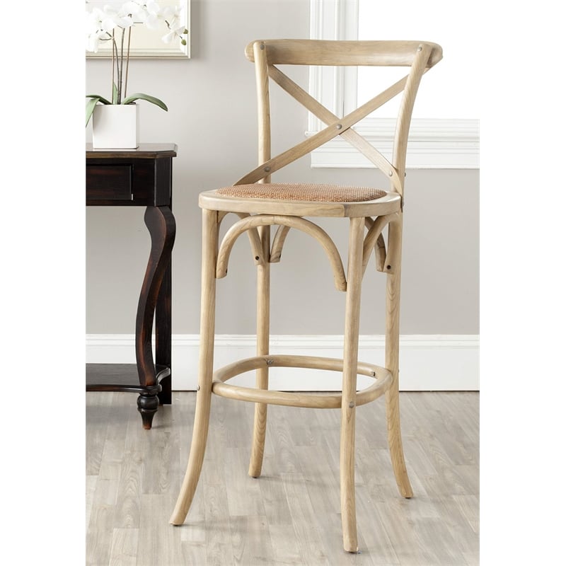 Safavieh Franklin Oak Wood Barstool in Weathered Oak