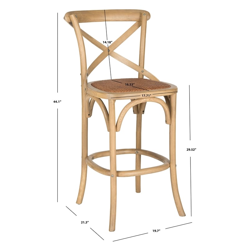 Safavieh Franklin Oak Wood Barstool in Weathered Oak