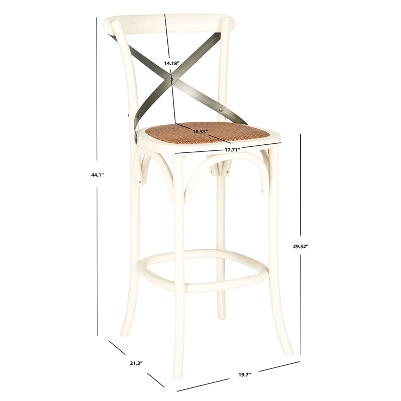Safavieh Eleanor Oak Wood Barstool in Ivory