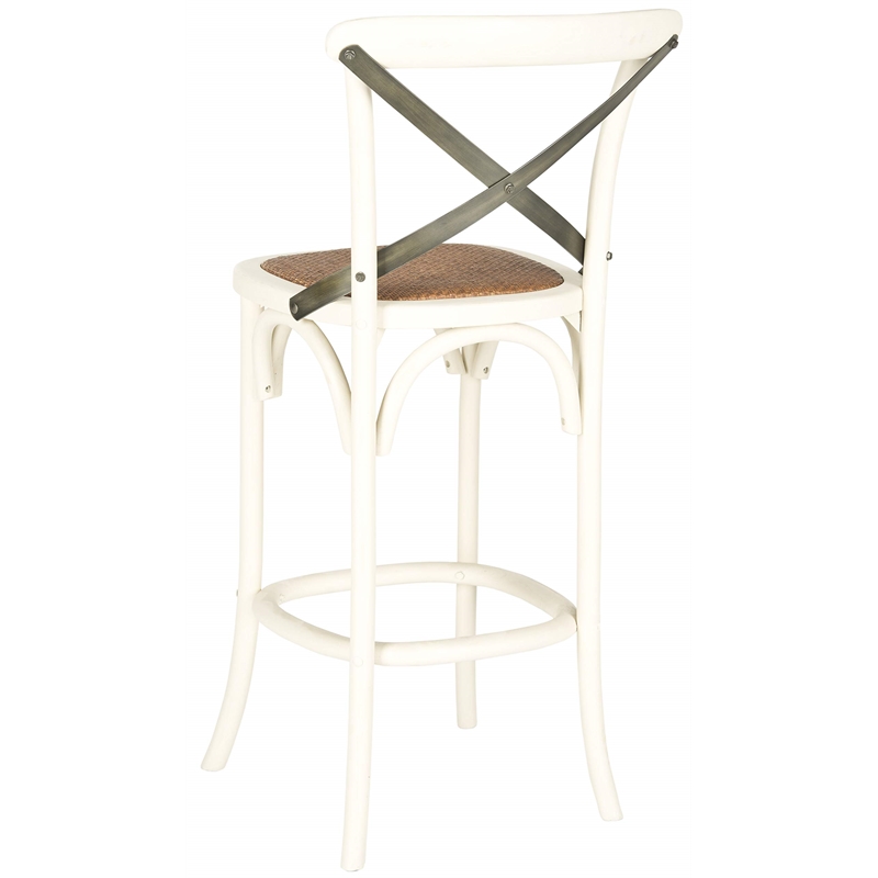 Safavieh Eleanor Oak Wood Barstool in Ivory