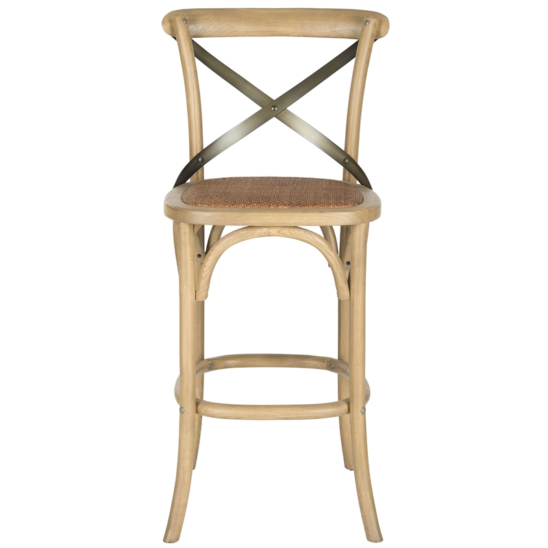 Safavieh Eleanor Oak Wood Barstool in Weathered Oak