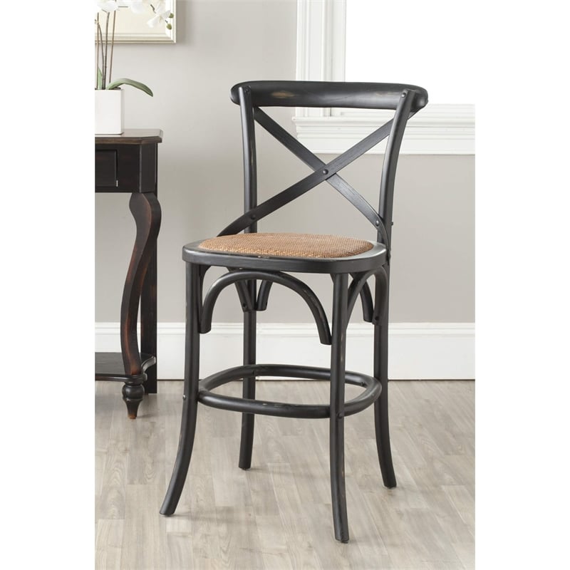 safavieh franklin oak wood 24&quot counterstool in ivory