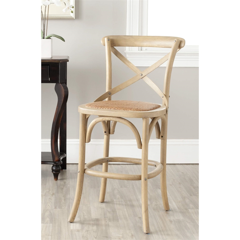 safavieh franklin oak wood 24&quot counterstool in ivory