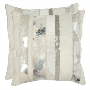 safavieh peyton 22-inch decorative pillows in silver (set of 2)