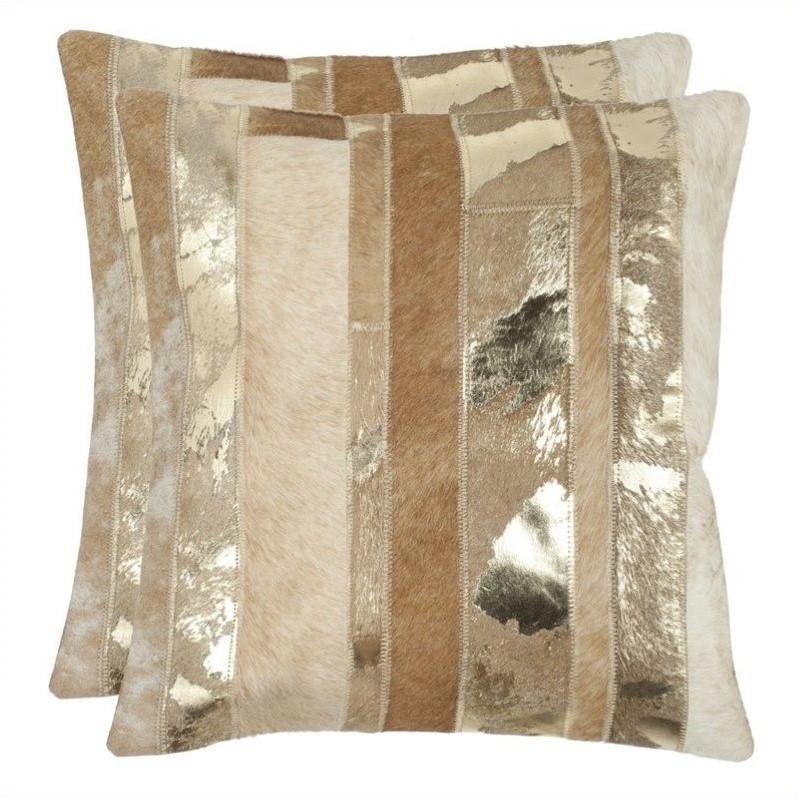 Safavieh Peyton 18-inch Decorative Pillows in Gold (Set of 2)