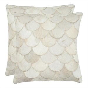 safavieh elita 18-inch decorative pillows in cream (set of 2)