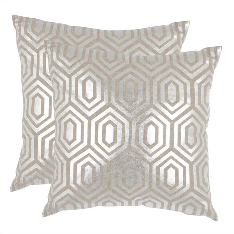 Safavieh Harper Pillow 22-inch Decorative Pillows in Silver (Set of 2) - DEC401A-2222-SET2