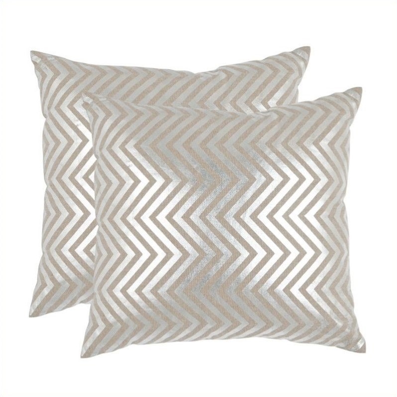 Safavieh Elle Pillow 18-inch Decorative Pillows in Silver (Set of 2) - DEC406A-1818-SET2