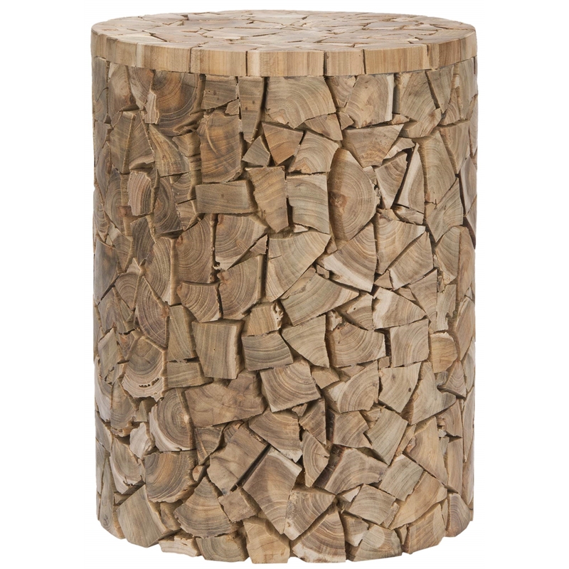 Safavieh Leo Teak Round Stool in Brown