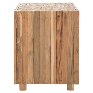 Safavieh Reese Teak Square End Table in Brown