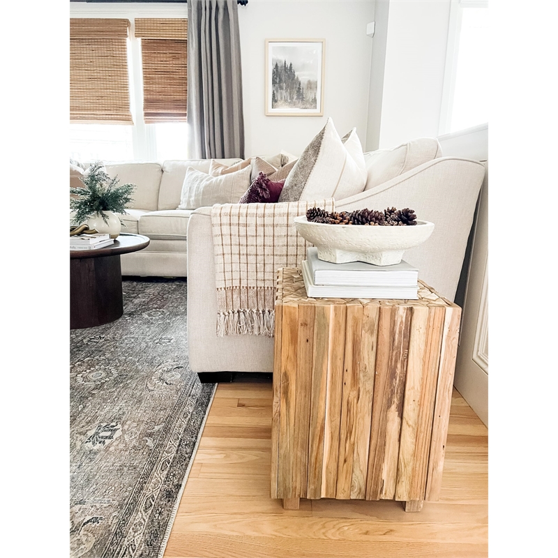 Safavieh Reese Teak Square End Table in Brown