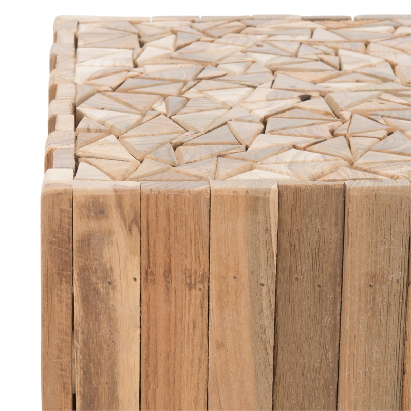 Safavieh Reese Teak Square End Table in Brown