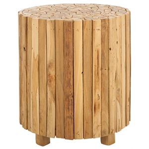 Safavieh Reese Teak Round End Table in Brown