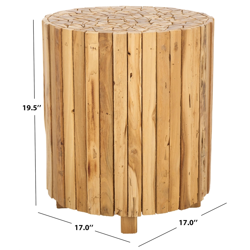 Safavieh Reese Teak Round End Table in Brown