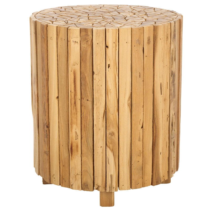 Safavieh Reese Teak Round End Table in Brown