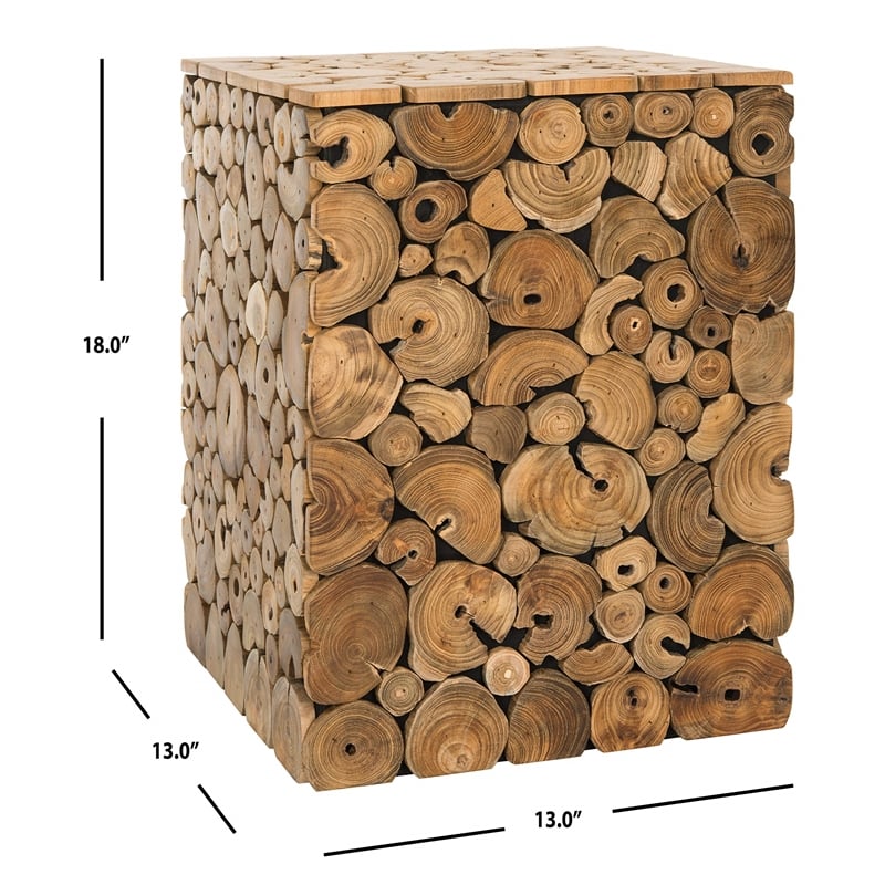 Safavieh Jarrett Teak Stool in Brown