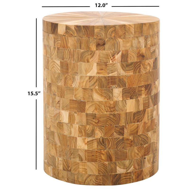 Safavieh Beckham Teak Stool in Brown