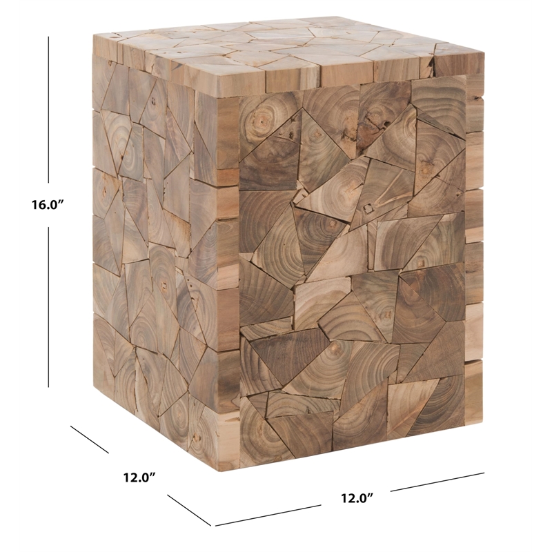 Safavieh Howard Teak Square Stool in Brown