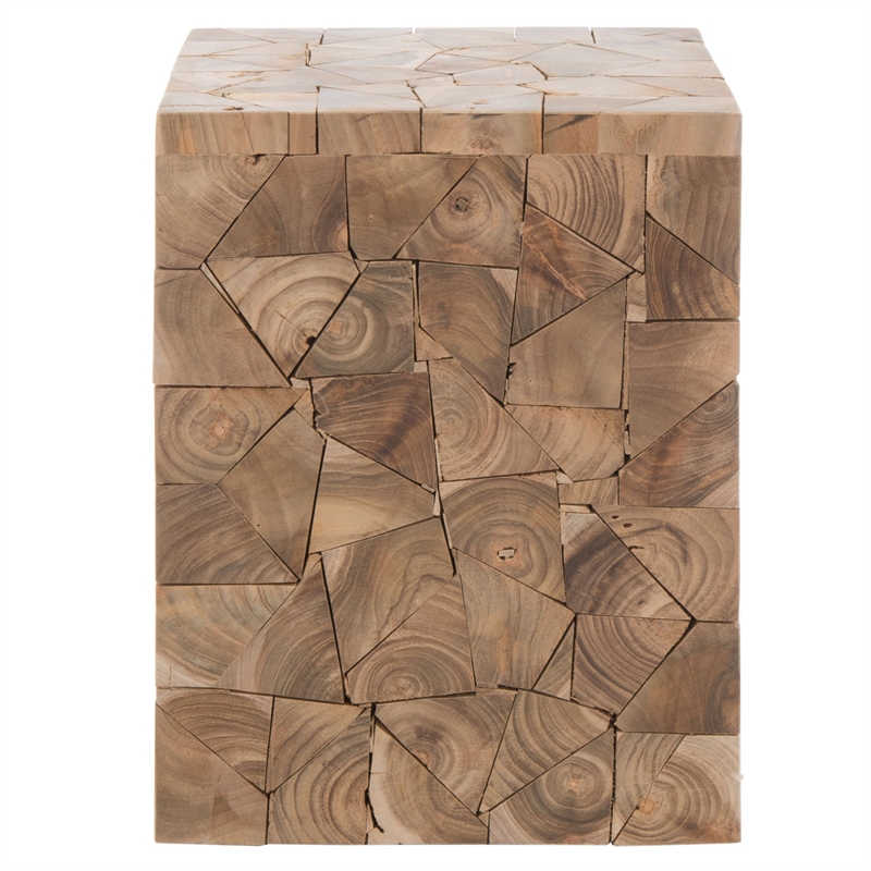 Safavieh Howard Teak Square Stool in Brown