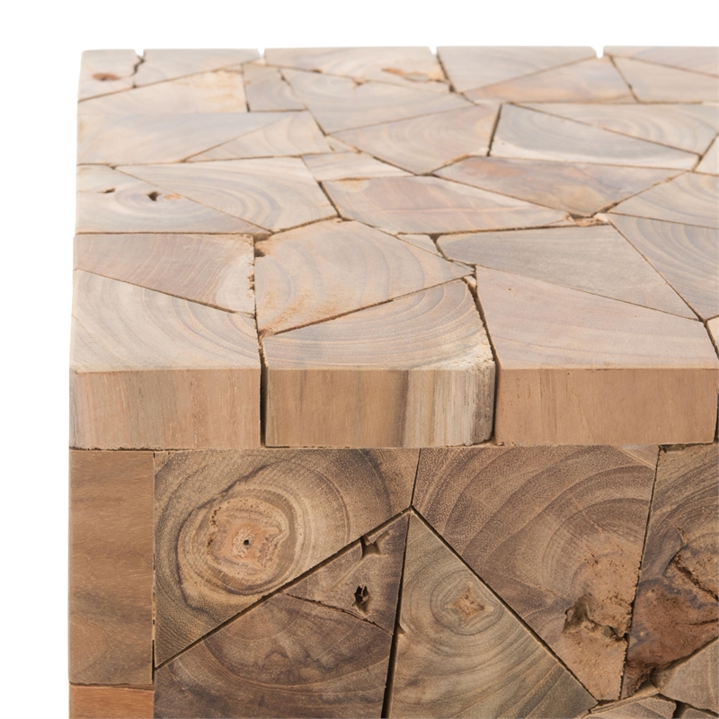 Safavieh Howard Teak Square Stool in Brown