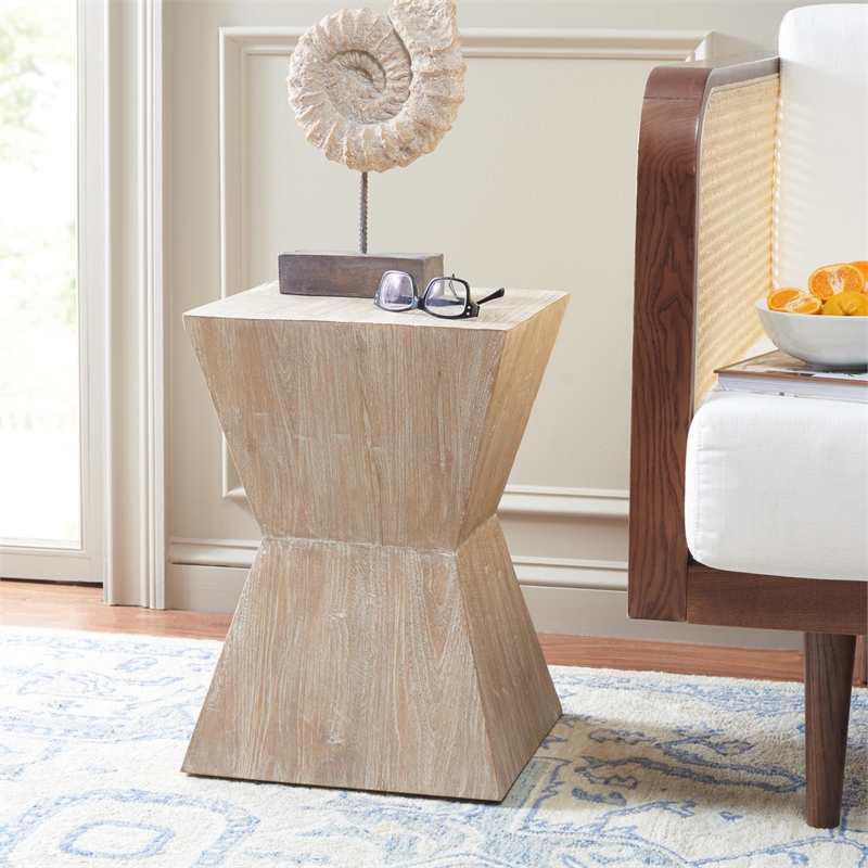 Safavieh Kole Sungkai Wood Side Table in Brown