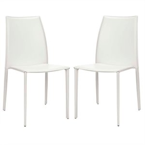 Safavieh Aidan Vinyl  Dining Chair in White (Set of 2)
