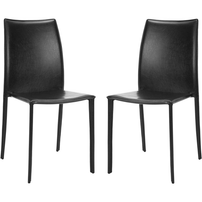 Safavieh Aidan Vinyl  Dining Chair in Black (Set of 2)