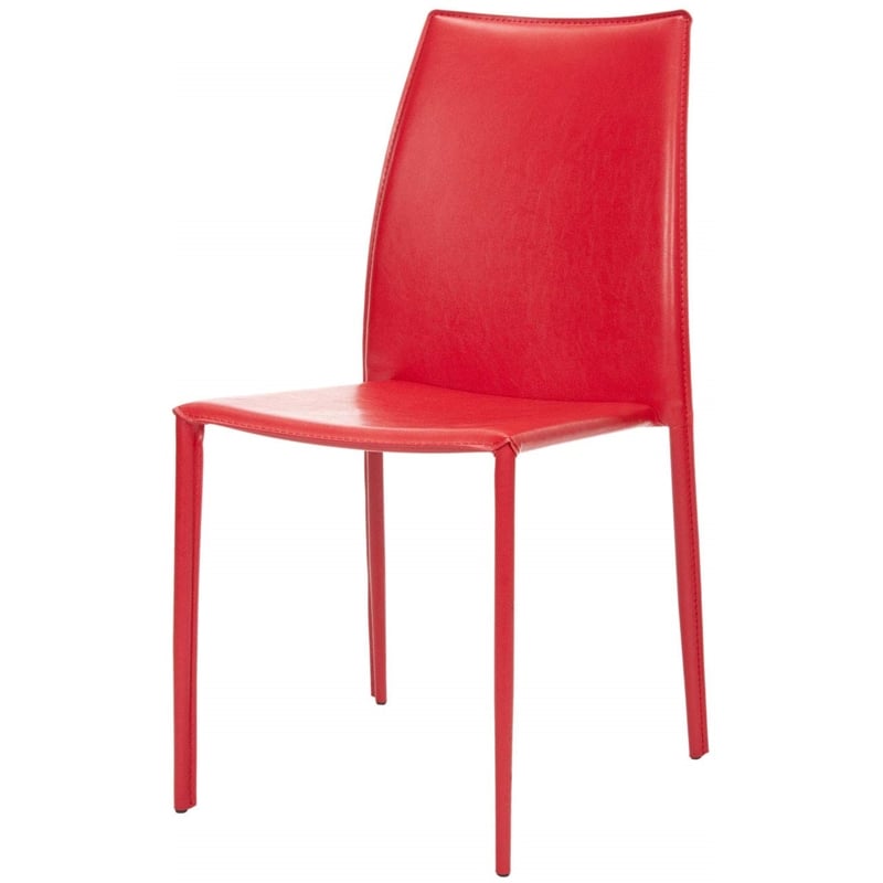 Safavieh Aidan Vinyl  Dining Chair in Black (Set of 2)