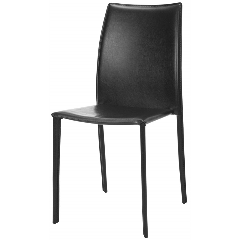 Safavieh Aidan Vinyl  Dining Chair in Black (Set of 2)