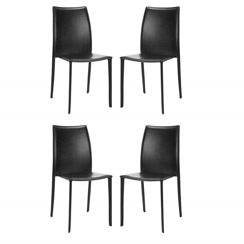 Safavieh Aidan Vinyl  Dining Chair in Black (Set of 2)