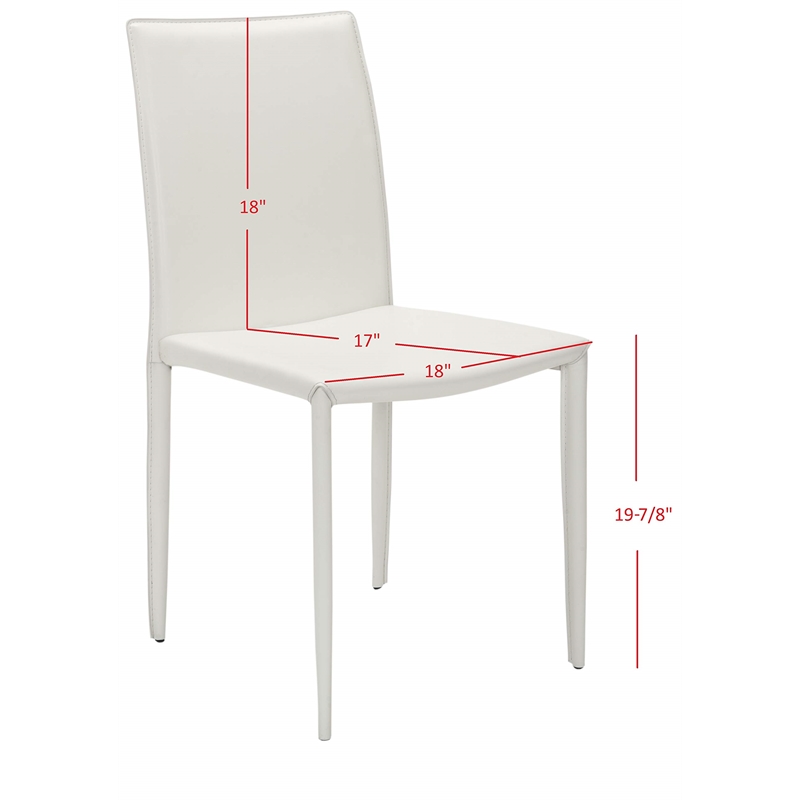 Safavieh Ken Iron and Leather Kd  Dining Chair in White (set of 2)