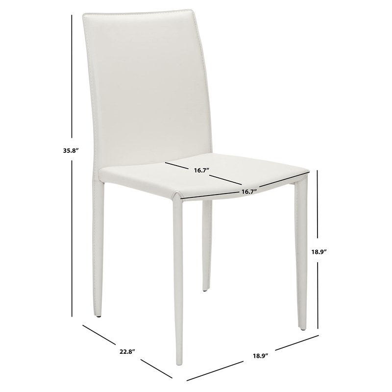 Safavieh Ken Iron and Leather Kd  Dining Chair in White (set of 2)