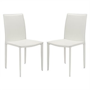 Safavieh Ken Iron and Leather Kd  Dining Chair in White (set of 2)
