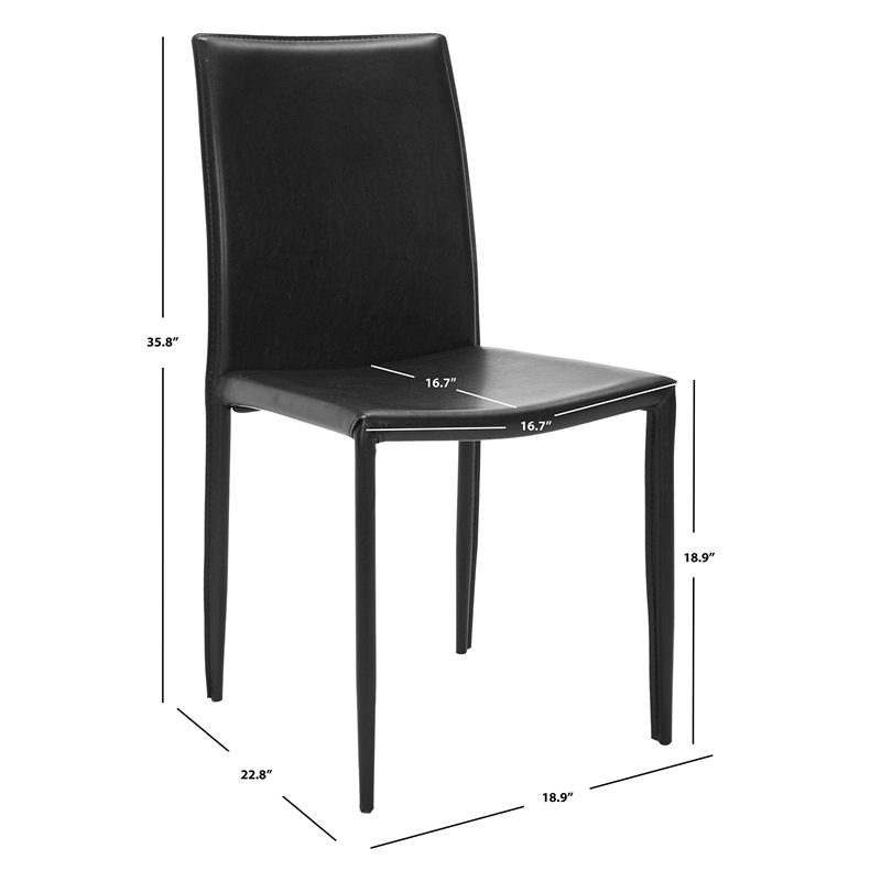 Safavieh Ken Iron and Leather Kd  Dining Chair in Black (set of 2)