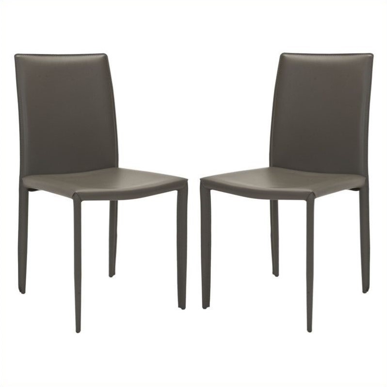 Safavieh Eloise Iron and Leather Dining Chair in Grey (set of 2)