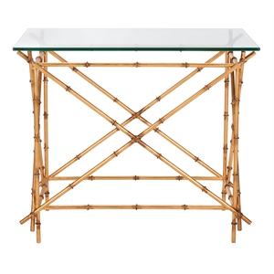 Safavieh Lisa Iron and Glass Accent Table in Gold