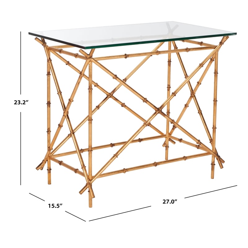 Safavieh Lisa Iron and Glass Accent Table in Gold