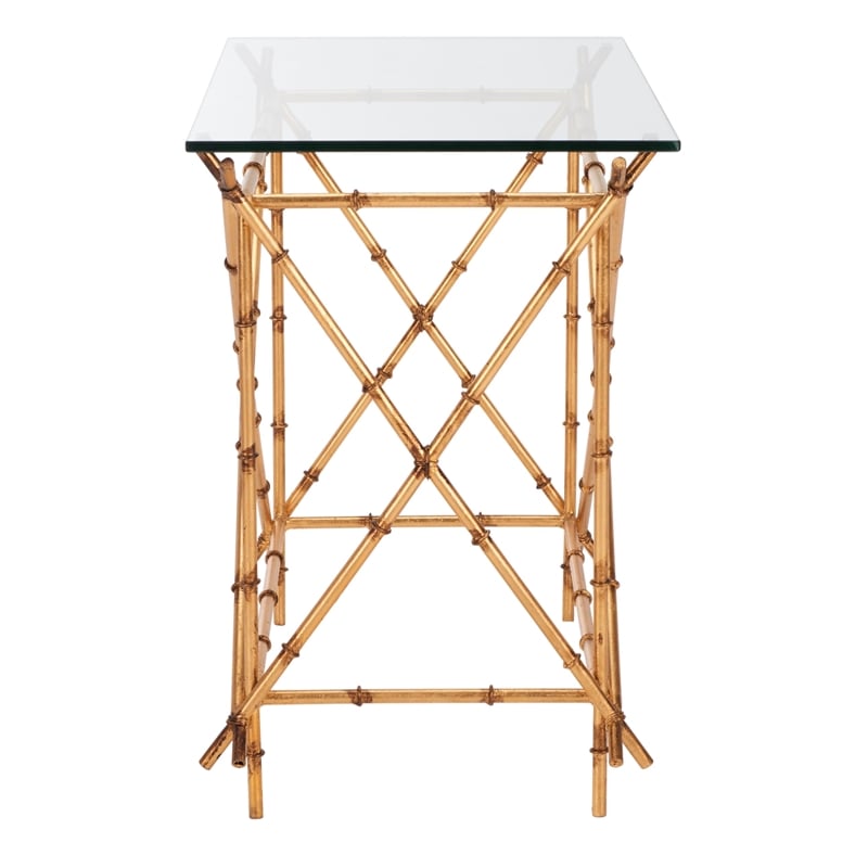 Safavieh Lisa Iron and Glass Accent Table in Gold