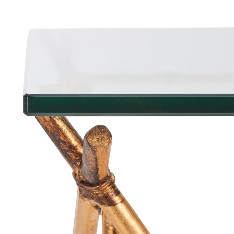 Safavieh Lisa Iron and Glass Accent Table in Gold