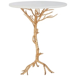 Safavieh Jason Marble Accent Table in White and Gold