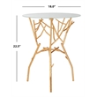 Safavieh Tara Iron and Glass Accent Table in Gold and White