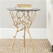 Safavieh Tara Iron and Glass Accent Table in Gold and White