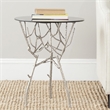 Safavieh Tara Iron and Glass Accent Table in Gold and White