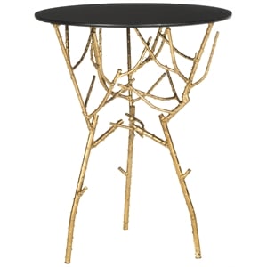 Safavieh Tara Iron and Glass Accent Table in Gold and Black