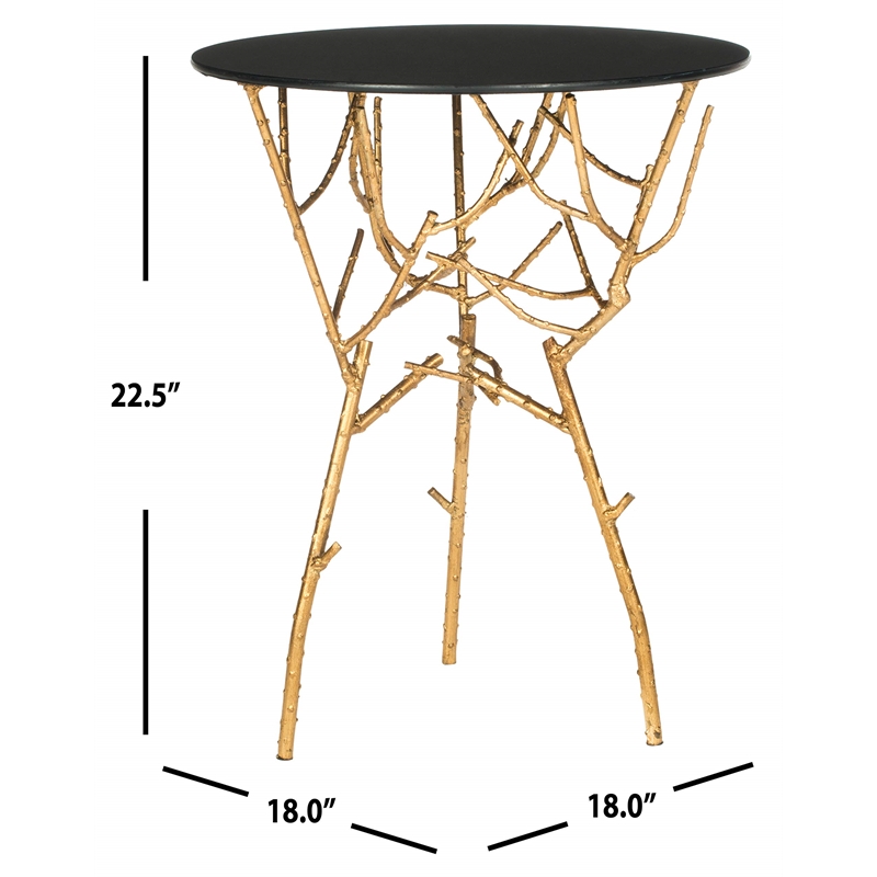 Safavieh Tara Iron and Glass Accent Table in Gold and Black