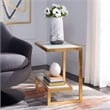 Safavieh Kennedy Iron and Glass Accent Table in Gold and White